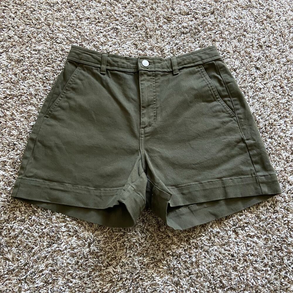 Everlane The Organic Cotton Way High Short Women's 6 Olive 4.5" Inseam Utility